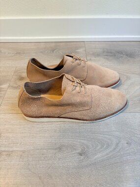 Nisolo Sedona Travel Derby Women 8 Dusty Rose Leather Suede Oxford Lace Up